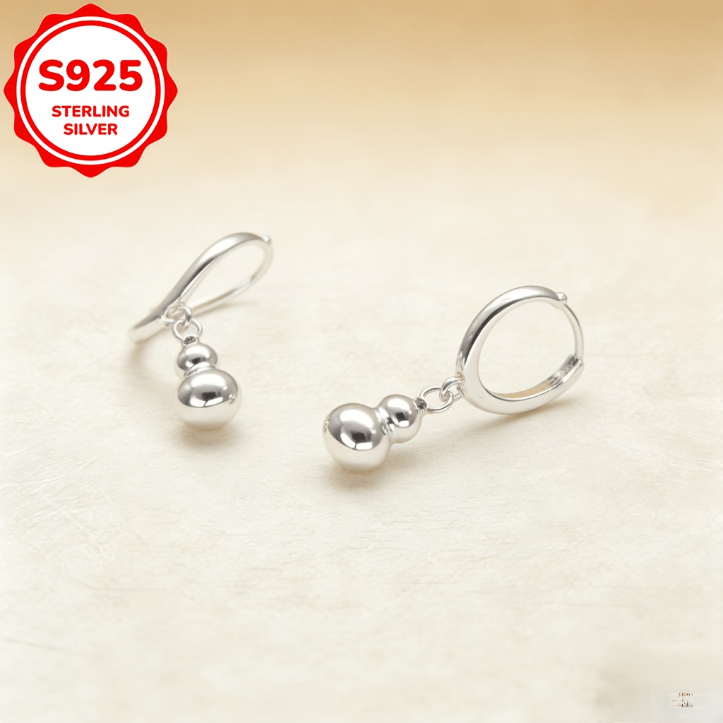Women's S925 Silver Gourd Earrings with Auspicious Meaning